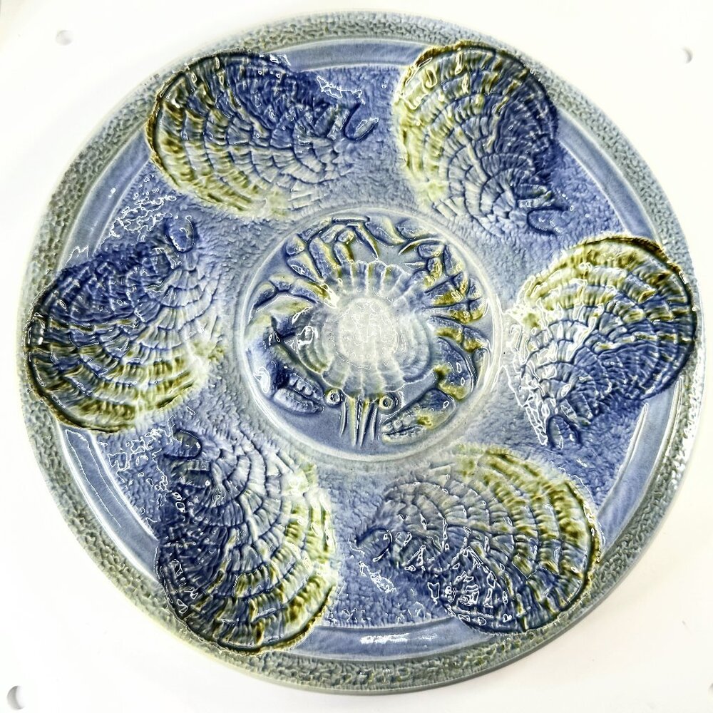 Blue and Olive Ceramic Decorative Wall Plate -